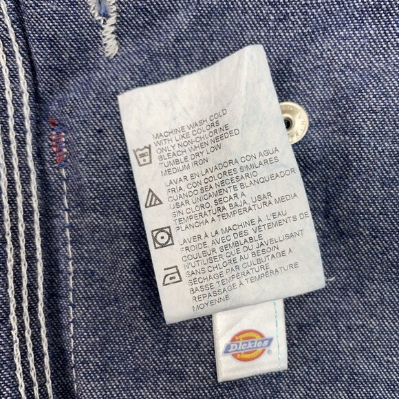 Dickies Jean Bib Overalls Farmer Denim Wide Leg Carpenter Workwear Mens 44x30 - Picture 6 of 11